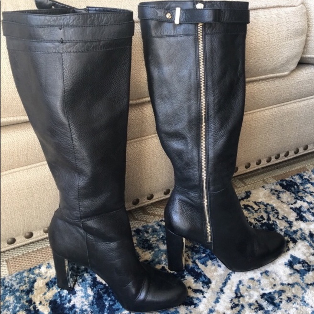 Leather knee high boots